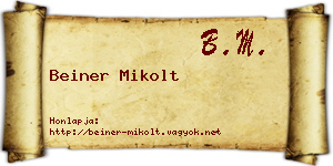 Beiner Mikolt névjegykártya